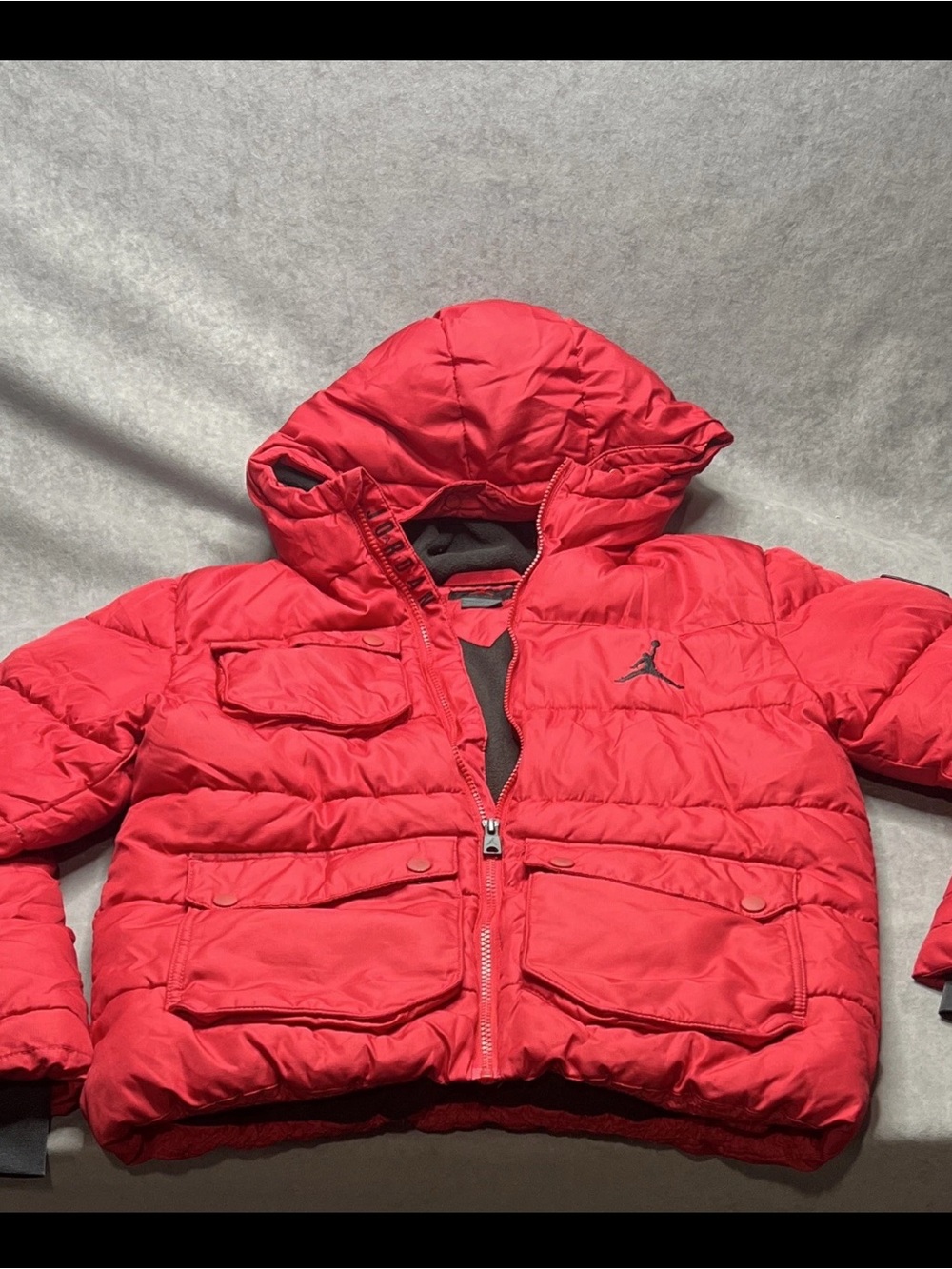 Jordan Kids Red Hooded Puffer Jacket